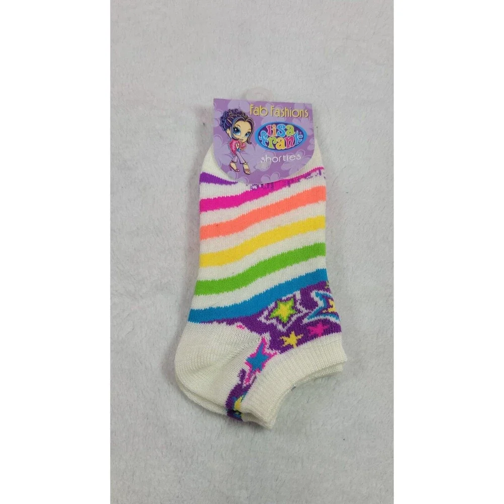 Vintage Y2K Lisa Frank Fab Fashions Shorties Socks Neon Rainbow Stars NWT Sz Med